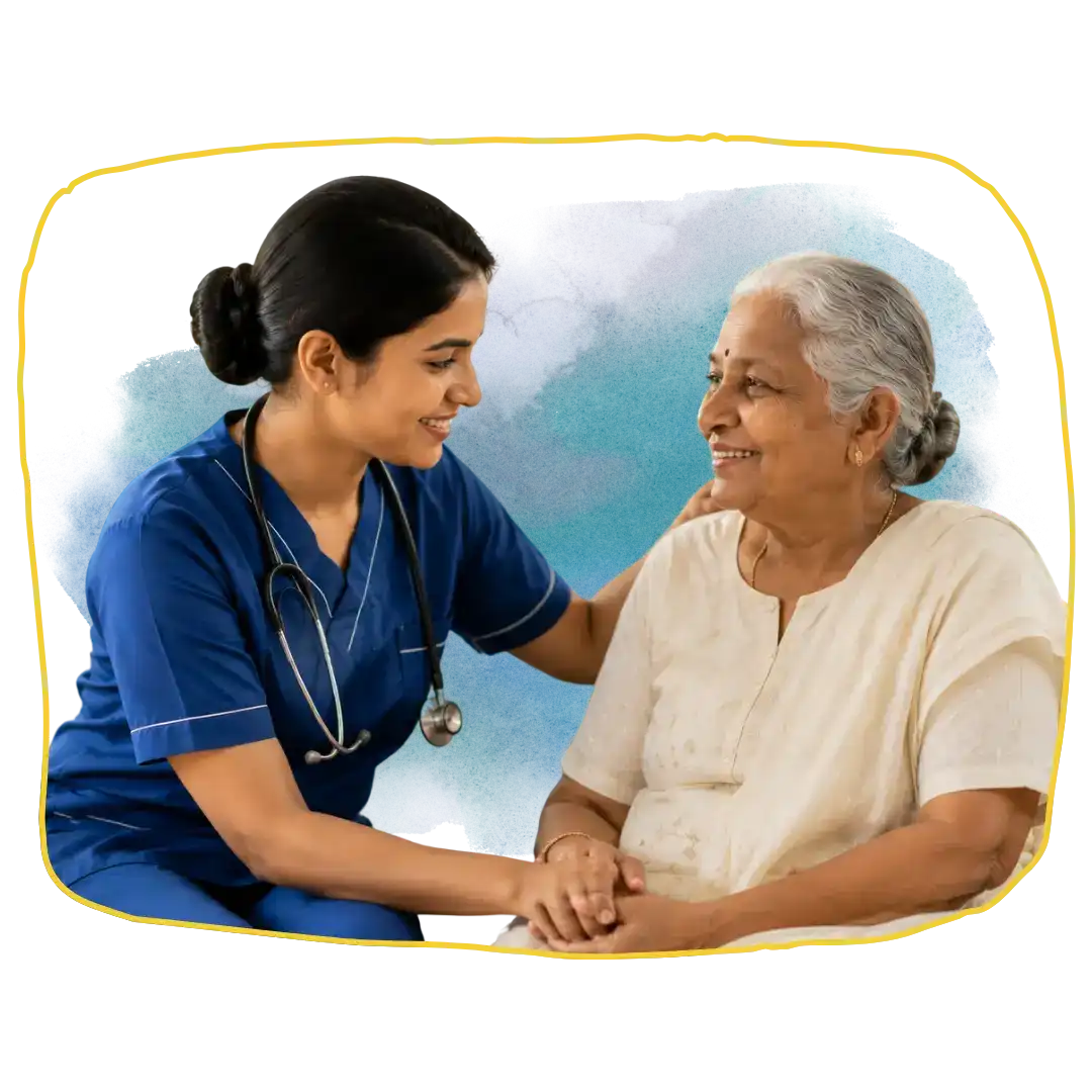 Professional home healthcare nurse caring elderly patient at home
