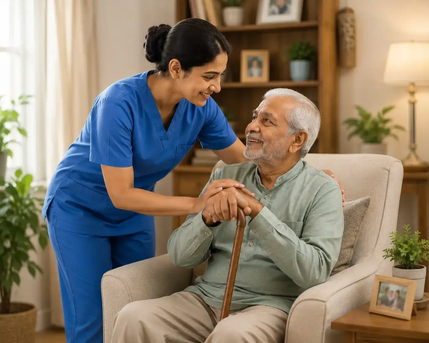 Caregiver Supporting Elderly Patient at Home
