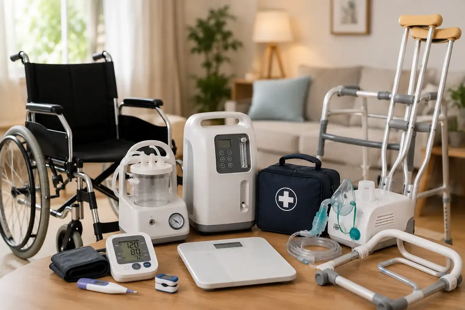 Hospital Bed and Oxygen Concentrator for Home Care
